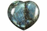 Large, Flashy Polished Labradorite Heart - Madagascar #191360-1